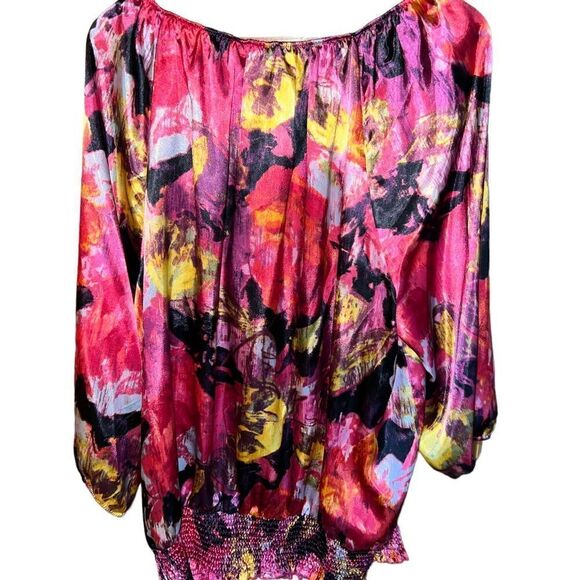 CJ Banks abstract print multicolored blouse with watercolor design size 2X - Picture 6 of 11